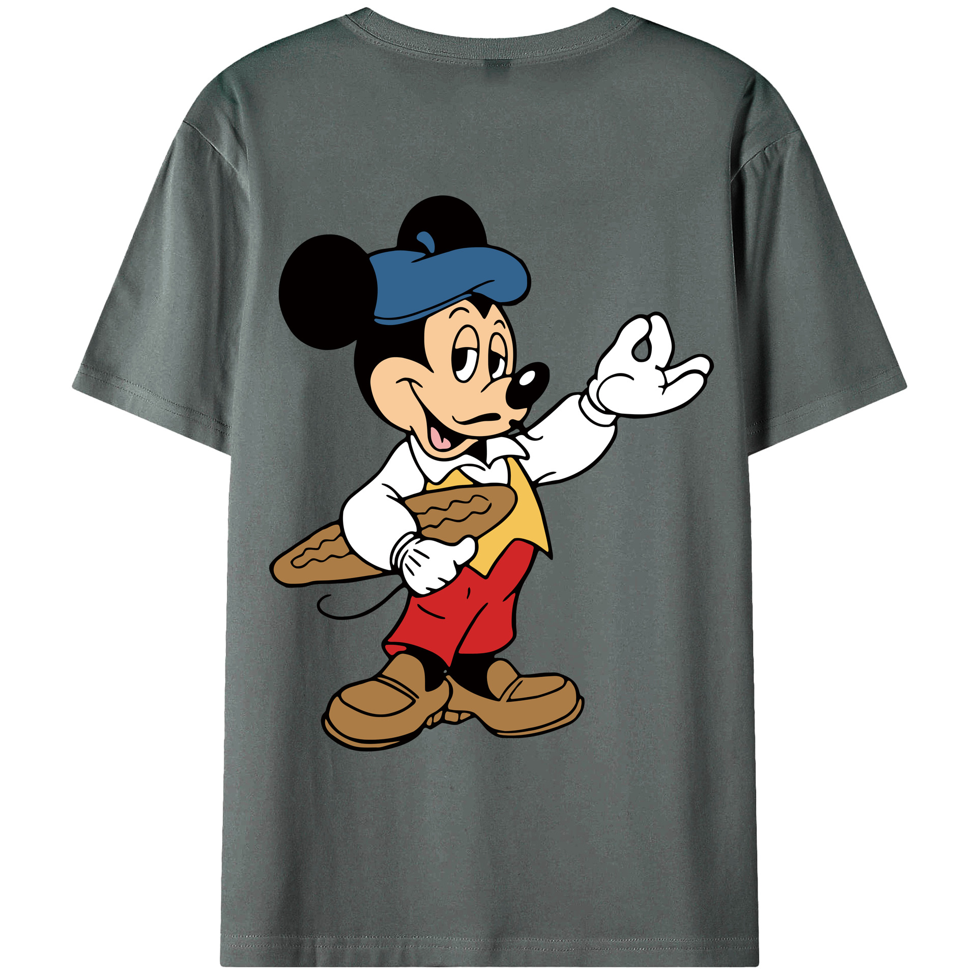 ミッキーマウス Mickey Mouse 綿100％ メンズ半袖Tシャツ（バックプリント） 通気性